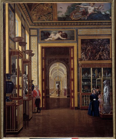 The Jewelry Room at the Louvre and the Enfilade of the Charles X Rooms by Joseph Auguste