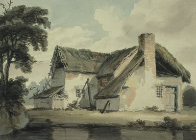 Thatched Cottage near a Pond by Joseph Barber