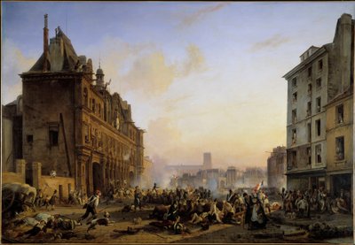 The Three Glorious Days (27, 28 and 29 July): Attack of the Paris City Hall on 28 July 1830 by Joseph Beaume
