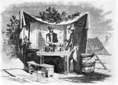 Camp Scenes - an Army Drug Store - the Hospital Steward, from a sketch by our special artist, Joseph Becker, 1864 by Joseph Becker