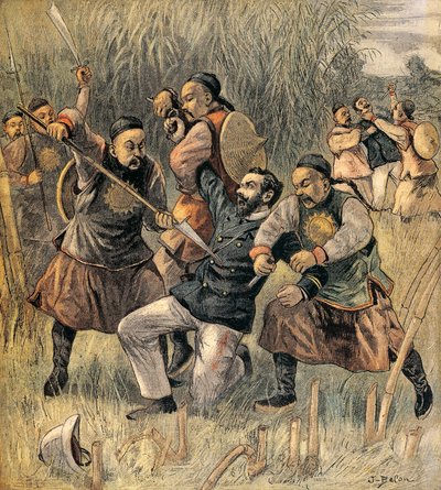 Two French Officers Killed in Quang-Tcheou-Wan, December 1899, at the Beginning of the Boxer Rebellion, China by Joseph Belon