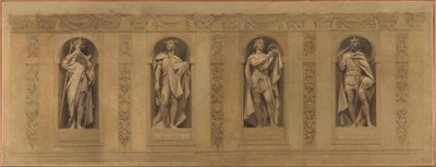 Sketch for the Saint-Paul-Saint-Louis Church: Robert the Pious. Clovis. Saint Louis. Charlemagne by Joseph Blanc