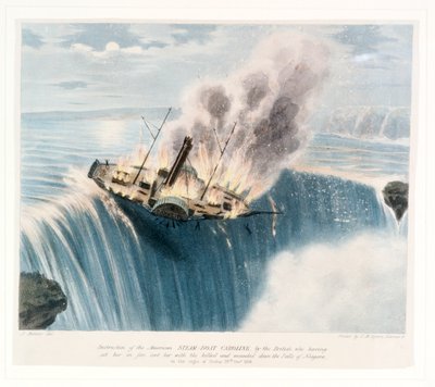Destruction of the American Steam-boat Caroline by the British, Who Having Set Her on Fire, Sent Her with the Killed and Wounded Down the Falls of Niagara on the Night of Friday 29th Dec 1838 by Joseph Bouvier