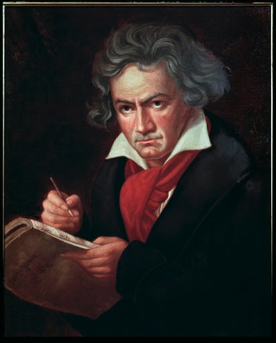 Portrait of Ludwig van Beethoven (1770-1827), German musician, composing the Missa solemnis by Joseph Carl Stieler