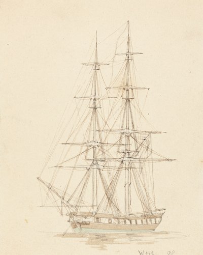 Single Hermaphrodite Brig, Bow Forward by Joseph Cartwright