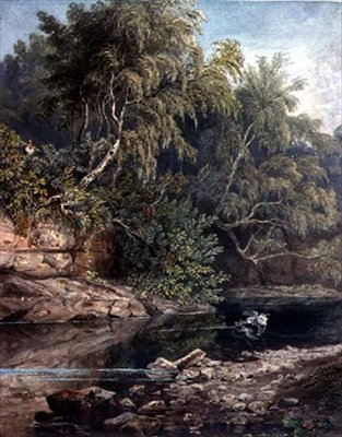 Woodland Scene, with a startled Heron by Joseph Clayton Bentley