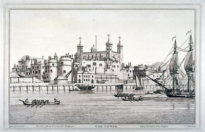 South view of the Tower of London with boats on the River Thames, 1795 by Joseph Constantine Stadler
