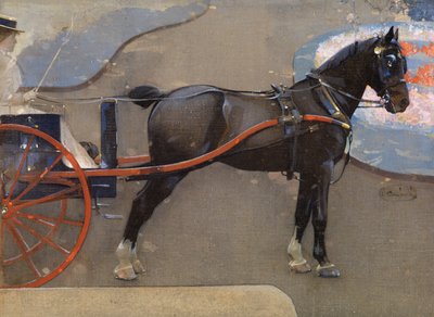 Horse and Cart with Lady by Joseph Crawhall