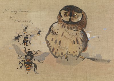 Owl and Bees by Joseph Crawhall