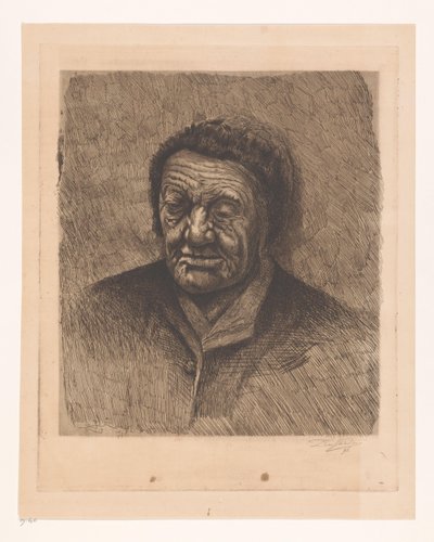 Portrait of an Unknown Old Woman by Joseph Dujardin (signed by artist)