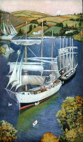 Brigs on the Fowey Estuary, c.1929 by Joseph Edward Southall