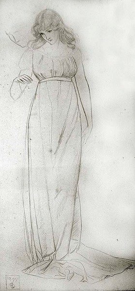 Figure Study of a Girl Looking Down by Joseph Edward Southall