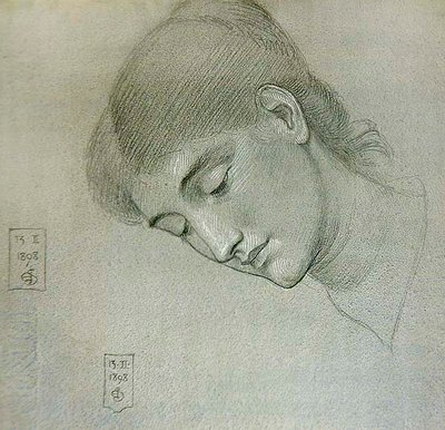 Head Study of a Girl Looking Down by Joseph Edward Southall