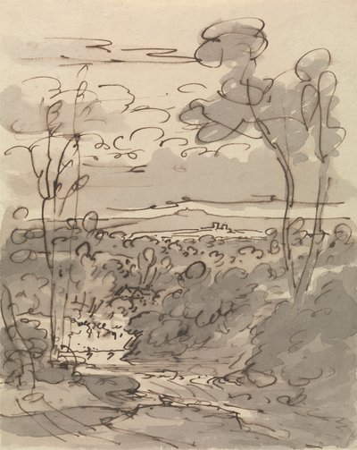 Trees and Hilly Landscape by Joseph Farington