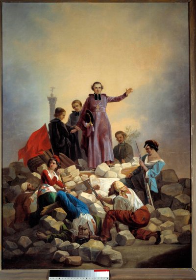 Revolution 1848: The Archbishop Denis Affre on the Barricade Faubourg Saint Anthony 26/06/1848 by Joseph Felon