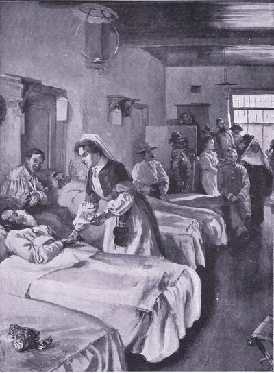 Boer prisoners in the Palace Hospital at Simonstown (illustration from After Pretoria: The Guerilla War, 1902) by Joseph Finnemore