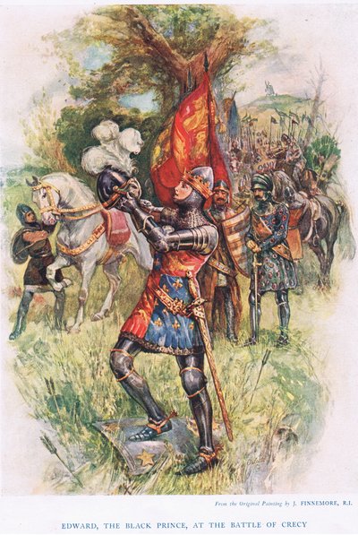 Edward, The Black Prince at the Battle of Crecy, illustration from 