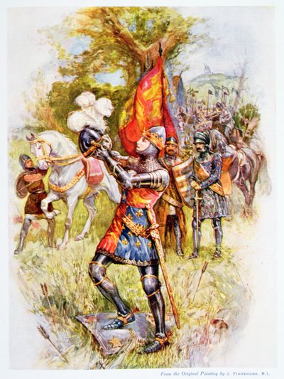 Edward the Black Prince at the Battle of Crecy in 1346, illustration from 