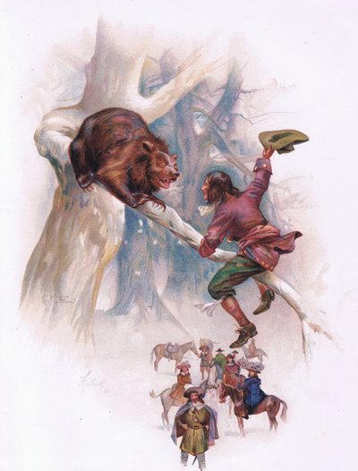 So He Began Jumping and Shaking the Bough at Which the Bear Began to Totter by Joseph Finnemore