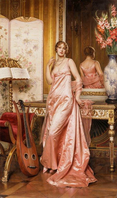 An Elegant Lady in an Interior by Joseph Frederick Charles Soulacroix