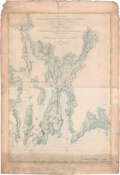 A Chart of the Harbour of Rhode Island and Narragansett Bay by Joseph Frederick Wallet DesBarres