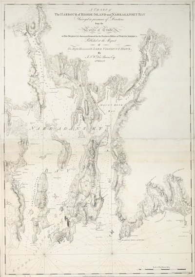 A Chart of the Harbour of Rhode Island and Narraganset Bay by Joseph Frederick Wallet DesBarres