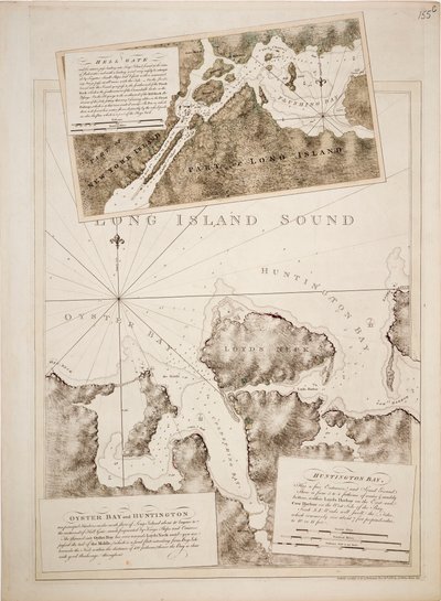 Chart of Oyster Bay and Huntington Bay, Long Island Sound by Joseph Frederick Wallet DesBarres