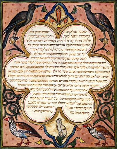 Page from a Hebrew Bible with Birds, 1299 by Joseph Ha Zarefati
