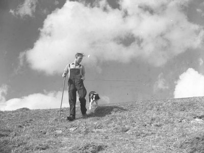 A Shepherd and His Sheepdog Out Walking in Martindale by Joseph Hardman