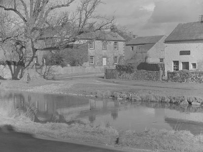 Stream in foreground at Morland and Orton with ford to left of image by Joseph Hardman
