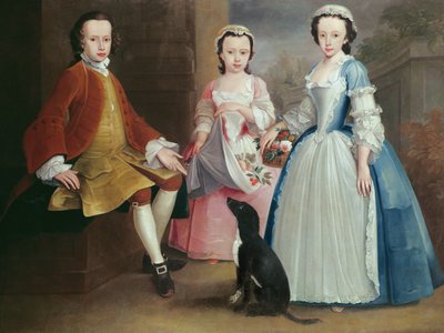 Sara, Anna and Evan Davies with their Dog by Joseph Highmore