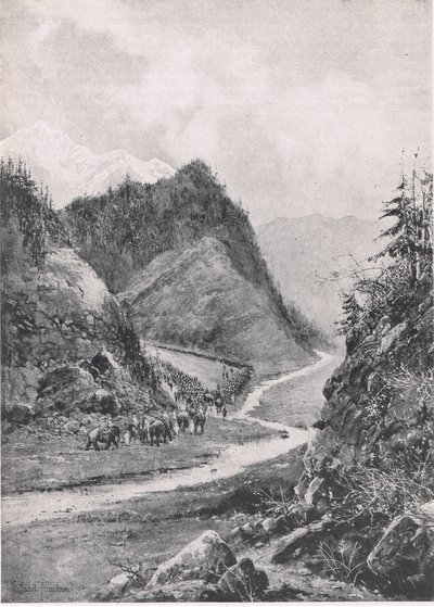 Afghanistan: The March of the Kabul Column to Kandahar, August 1880 (Illustration from British Battles on Land and Sea, 1915) by Joseph Holland Tringham