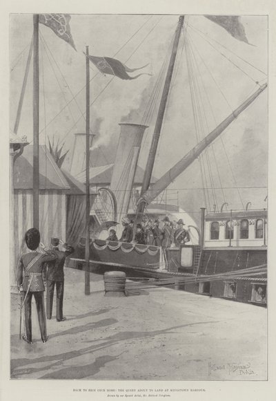 Back to Erin Once More, the Queen About to Land at Kingstown Harbour by Joseph Holland Tringham