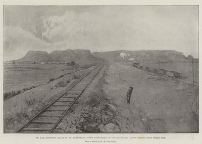 De Aar, Showing Railway to Kimberley, with Tafelberg in the Distance, about Thirty-Five Miles Off by Joseph Holland Tringham