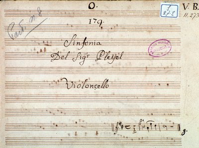 First page of musical score of a Symphony in D major by Pleyel by Joseph Ignace Pleyel