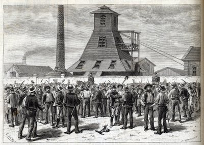 Strike at the Anzin Mines (Pas-de-Calais) in 1884 - Drawing by Julien - Engraving in 