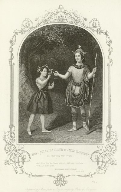 Miss Julia Harland and Miss Conquest as Oberon and Puck, A Midsummer Night