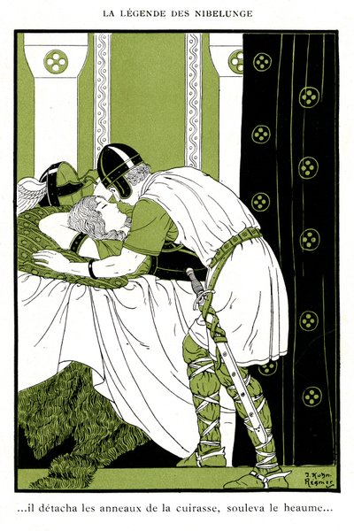 Legend of Nibelunge: Siegfried Embraces the Walkyrie Brunnhilde by Joseph Kuhn Regnier