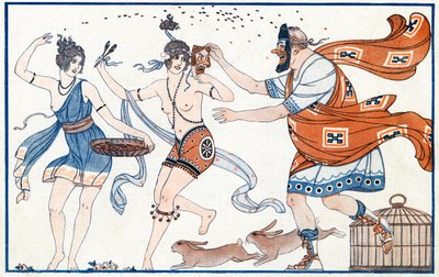 Mischiefs in Frescos, the Carnival at Pompei - illustration from la Vie Parisienne, 1923 by Joseph Kuhn Regnier