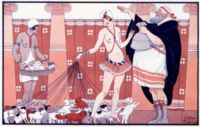 Three Prix Féminins - Prize of little old granny from a large family - illustration from la Vie Parisienne 1919 by Joseph Kuhn Regnier