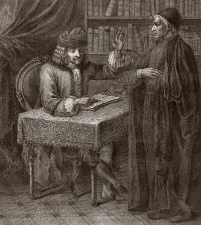Voltaire and a Priest (Engraving by Joseph Lante) by Joseph Lante