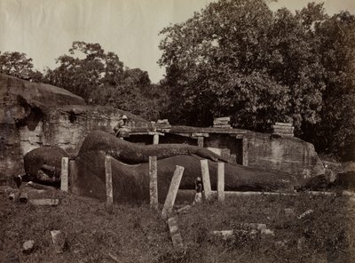 The Paranirvana of Buddha, Gal Vihara, Polonnaruva, Ceylon by Joseph Lawton