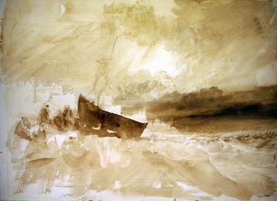 Figures by a boat hauled up on the beach at Brighton by Joseph Mallord William Turner