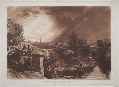 Liber Studiorum: Watercress Gatherers, Rails Head, Ferry Bridge, Twickenham by Joseph Mallord William Turner