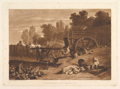 The Farm-Yard with the Cock, Liber Studiorum, Part IV, Plate 17 by Joseph Mallord William Turner