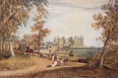 The North-West Front, Cassiobury, with Hounds and Huntsmen by Joseph Mallord William Turner
