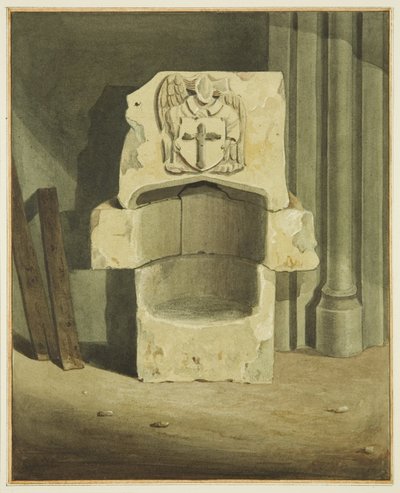 Ancient font taken out of south wall of crypt of St John
