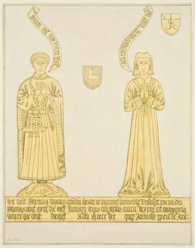 Brass of Thomas Rowley and wife in the middle aisle of St John