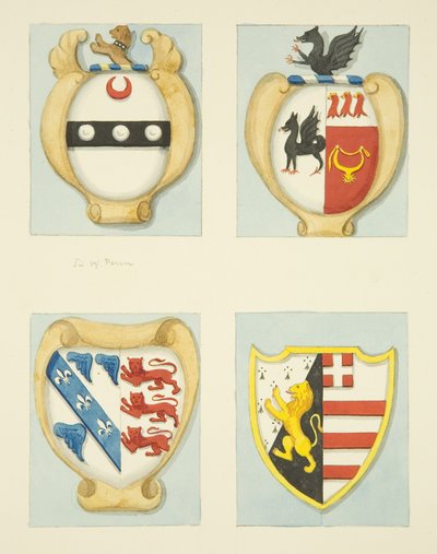 Coats of arms on monuments in St Mary Redcliffe by Joseph Manning
