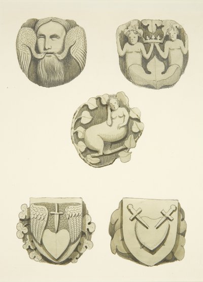 Five Groin Stones in Ceiling on Entering the North Door of Bristol Cathedral by Joseph Manning